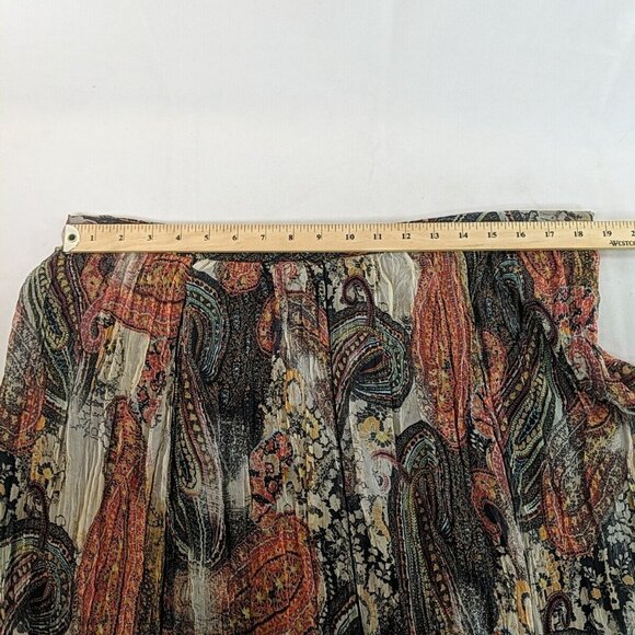 Dana Buchman 100% Silk Maxi Skirt Paisley Orange Multicolor 16 Flowy Ruffle Line - Picture 9 of 10